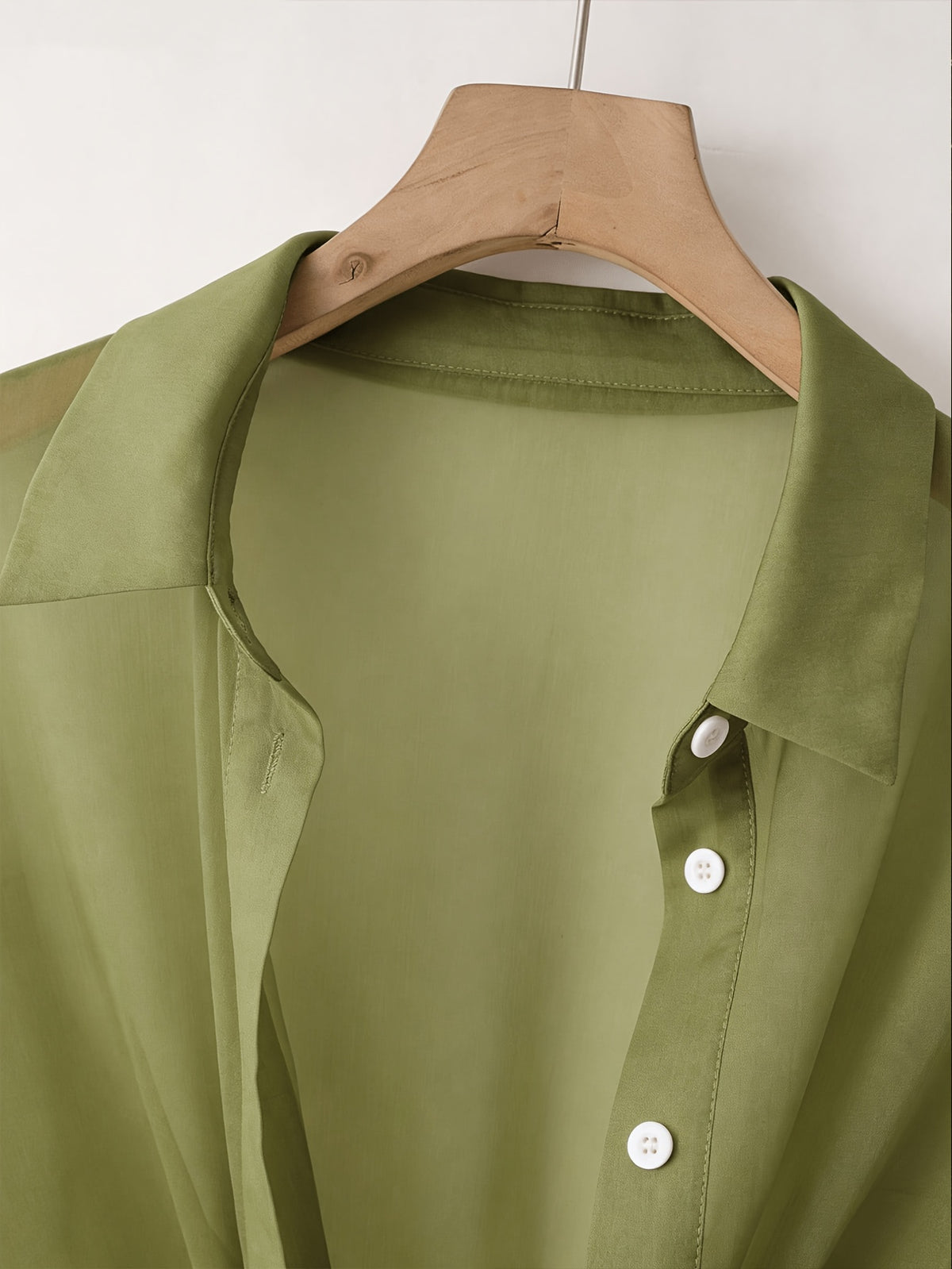 New Batwing Cardigan Short Casual Chiffon Shawl, Sunscreen Breathable Solid Color Women'S Shirt - Olive Green