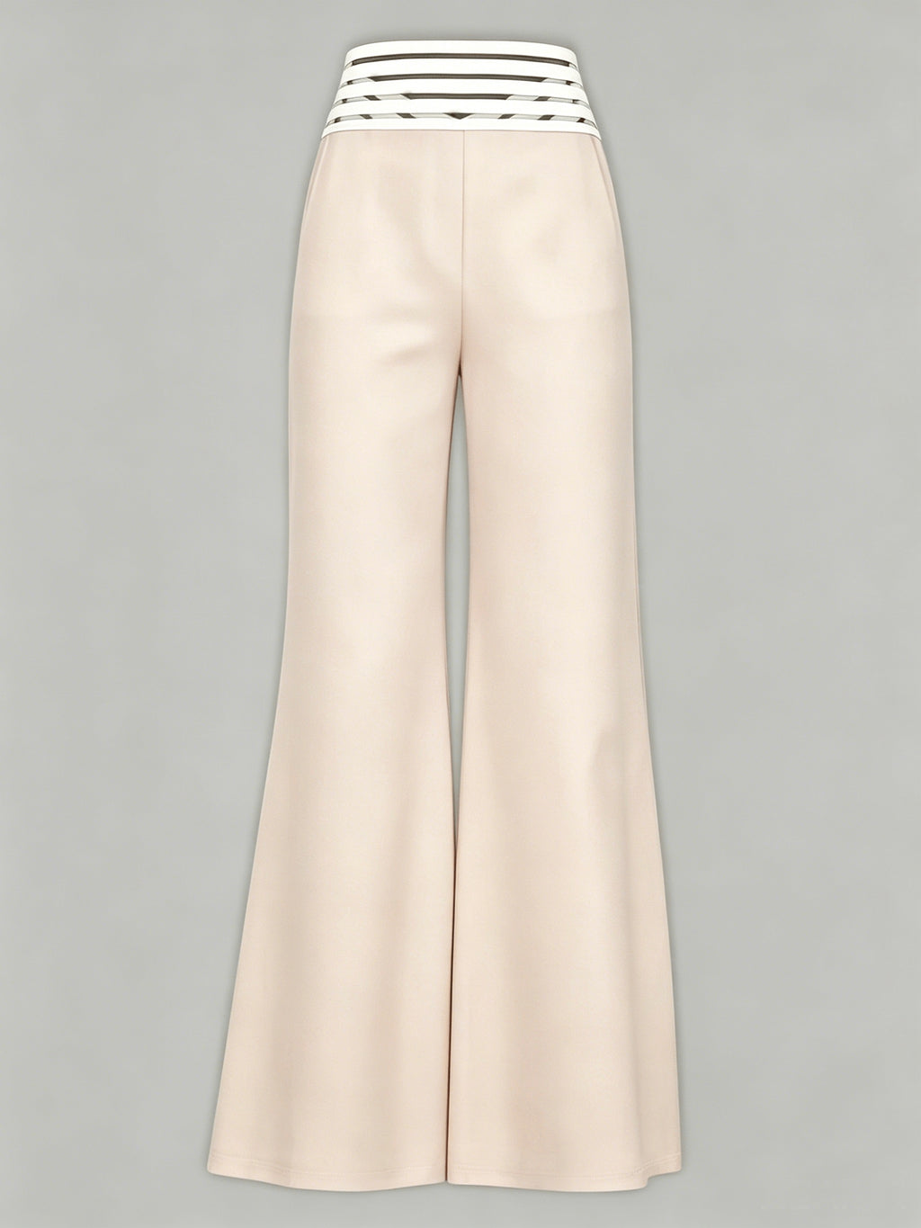 Women'S Crossed Waist Straight Leg Pants, Mesh Waistband Design, Solid Color Slightly Elastic Casual Trousers Suitable for Travel And Dates - Apricot