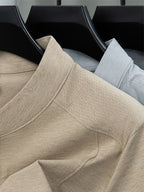 Stand-up Collar Youth Summer Short-sleeve New Style Half-sleeve Top, Pullover Outerwear, Solid Color Versatile Garment - Khaki