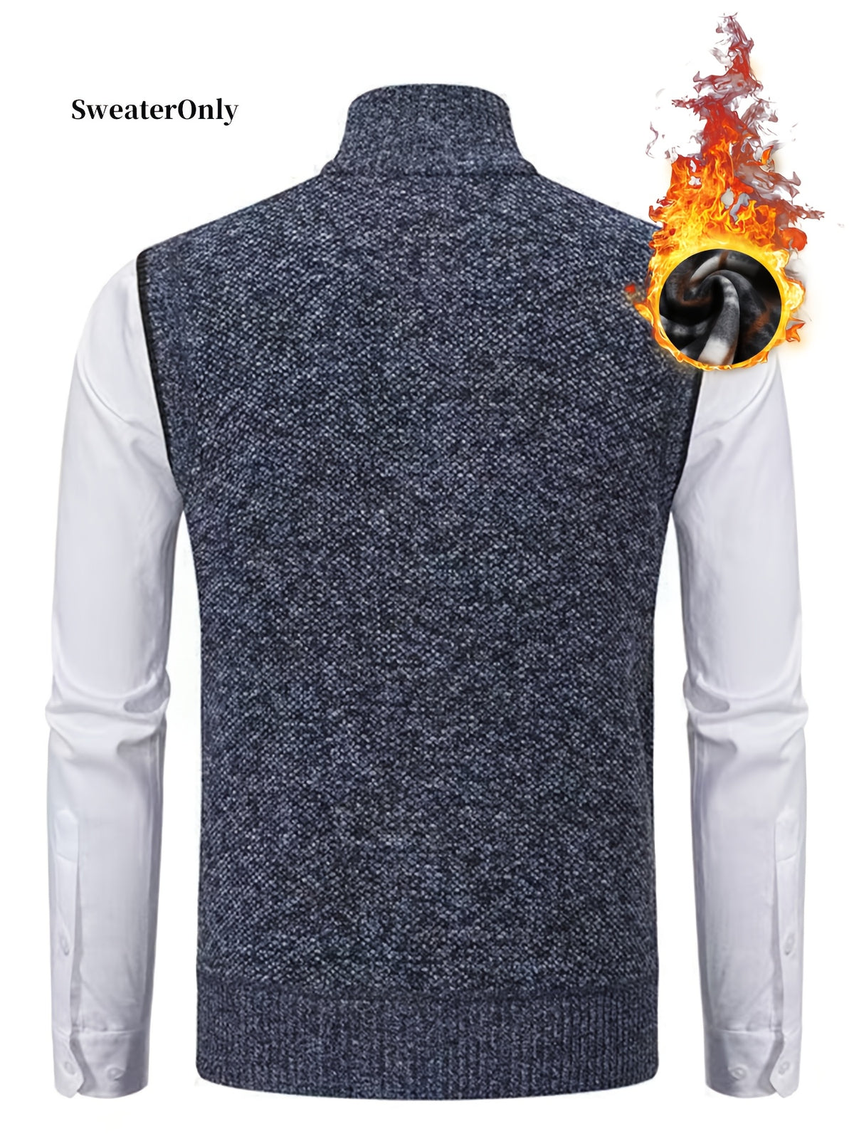 Men'S Knitted Zipper Cardigan Vest Sweater with Pockets - Slate Grey
