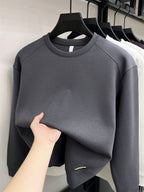 Men's Solid-colored Round-neck Sweatshirt - Iron Gray