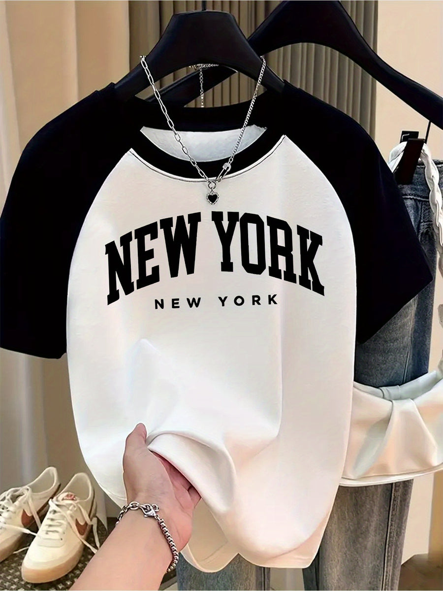 Graphic Print T-Shirt, Short Sleeve Crew Neck Casual Top for Summer & Spring, Women'S Clothing - Mixed colors