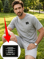 180G Summer Solid Color Pure Men'S Clothing, Multi-Color Optional T-Shirt And Chap Design (1pc) Loose Lazy Skin-Friendly Wrinkle-Free Men'S Basic Top, Short Sleeve Lightweight Breathable - Light Grey