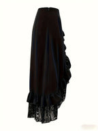 Fashion Gothic Mini Skirt Lace Patchwork Ruffled Solid Color Pirate Skirt - Black 1