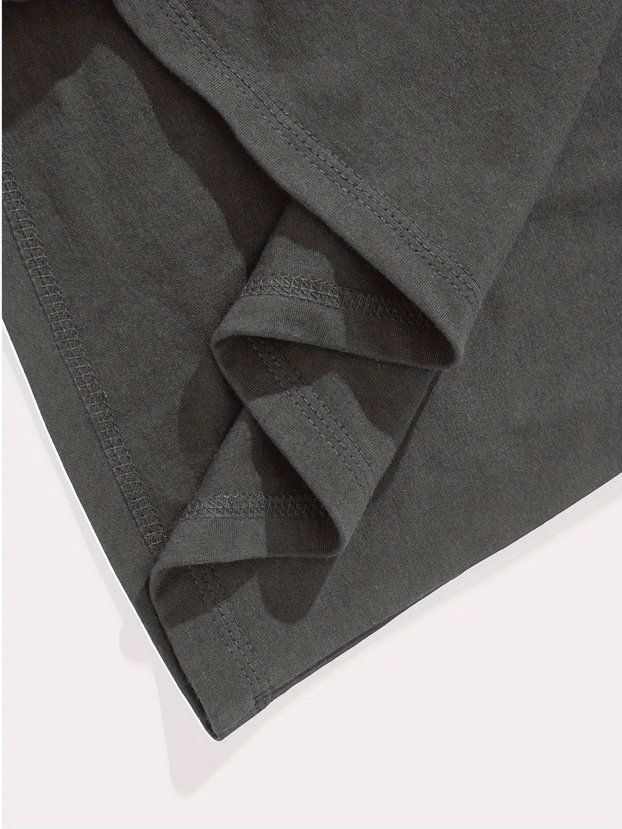 100% Men's T-Shirt, Summer Lightweight Breathable Sweat Absorbent for Outdoor and Home Wear - Dark Gray