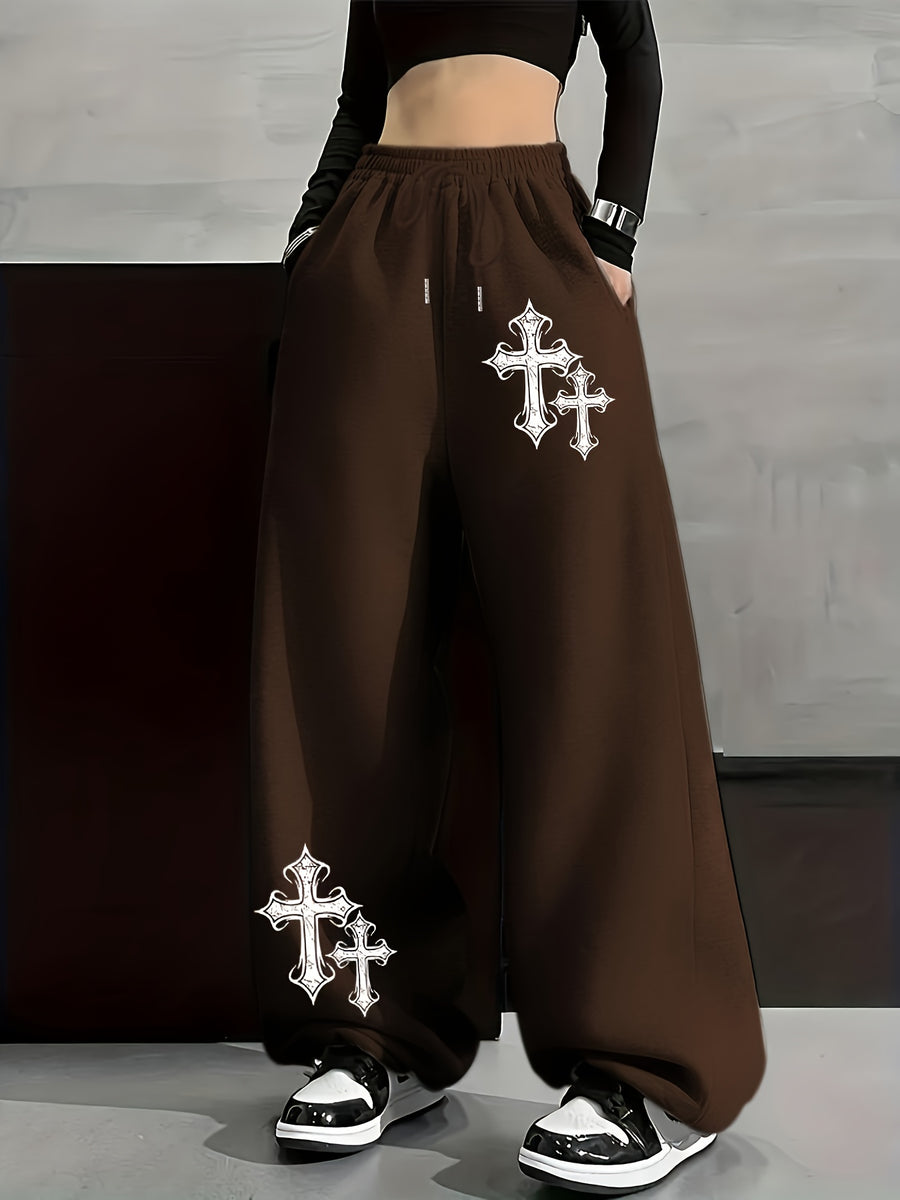 Autumn And Winter Fashion Casual Women'S Fleece Trousers, Monochrome Tunic Trousers, Casual Loose Sweatpants, Women'S Fashion - Coffee Color
