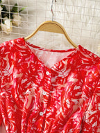 New Style Red Printed Dress for Women, Summer Tie-Waist Flowy Asymmetrical Bridesmaid Dress - Red