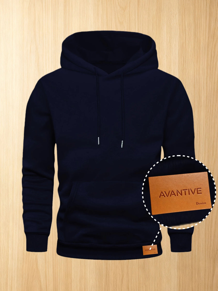 50%, 50%, Men'S Casual Pocket Ankle-Length Hooded Sweatshirt, Cuffs with Ribbed Bottom, Men'S Warm Fleece-Lined Sweatshirt for Global All-Season Base Layer - Navy Blue 2