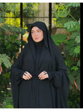 New Women's Middle Eastern Dubai Turkish Abaya Headscarf Matching S Casual Pants Set P303 - Black