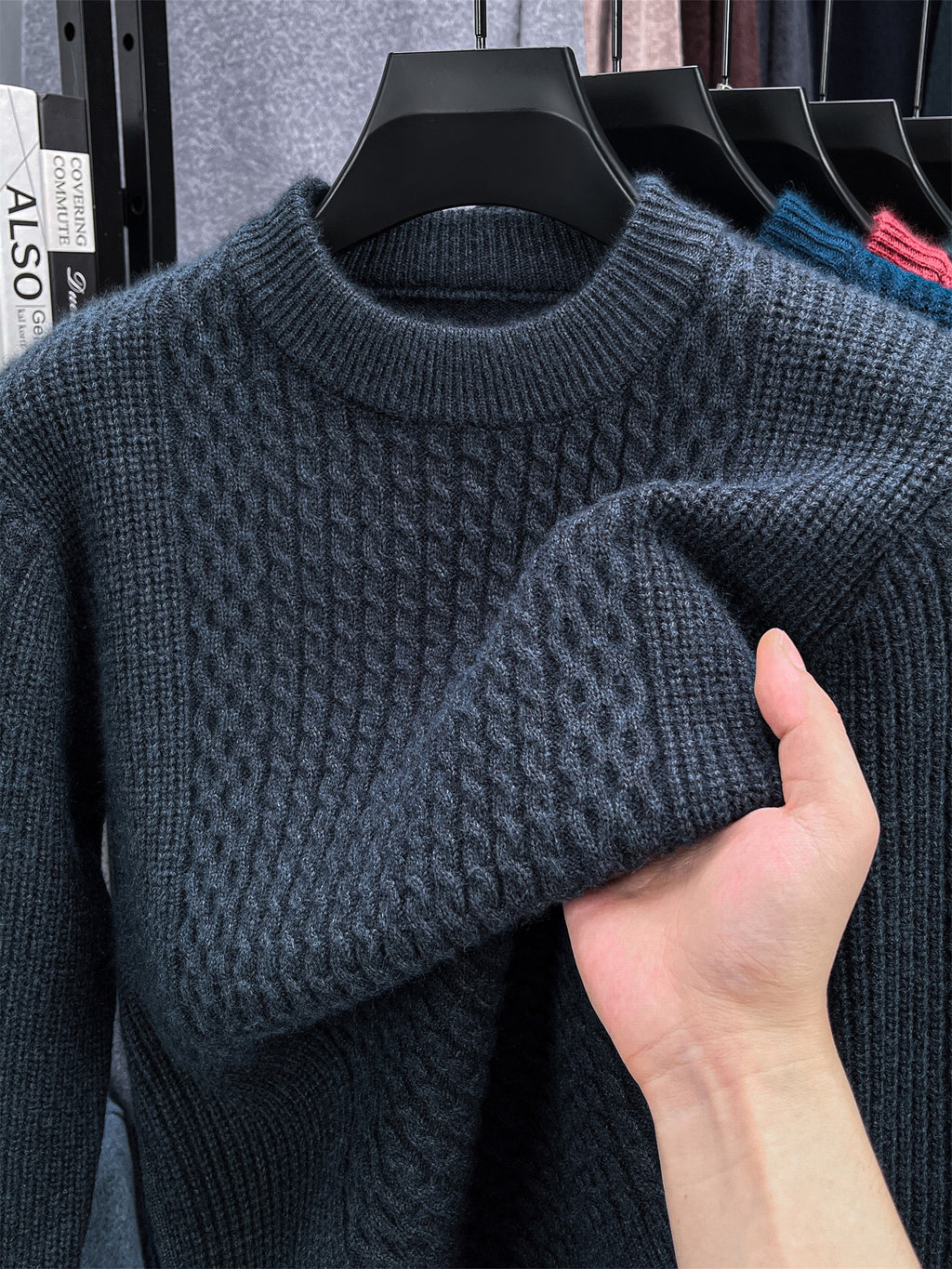 Autumn/Winter Knitted Solid Color Crew Neck Sweater, Basic Knit Pullover, Men's Fashion Long Sleeve Knitwear, All Sizes - Deep Gray
