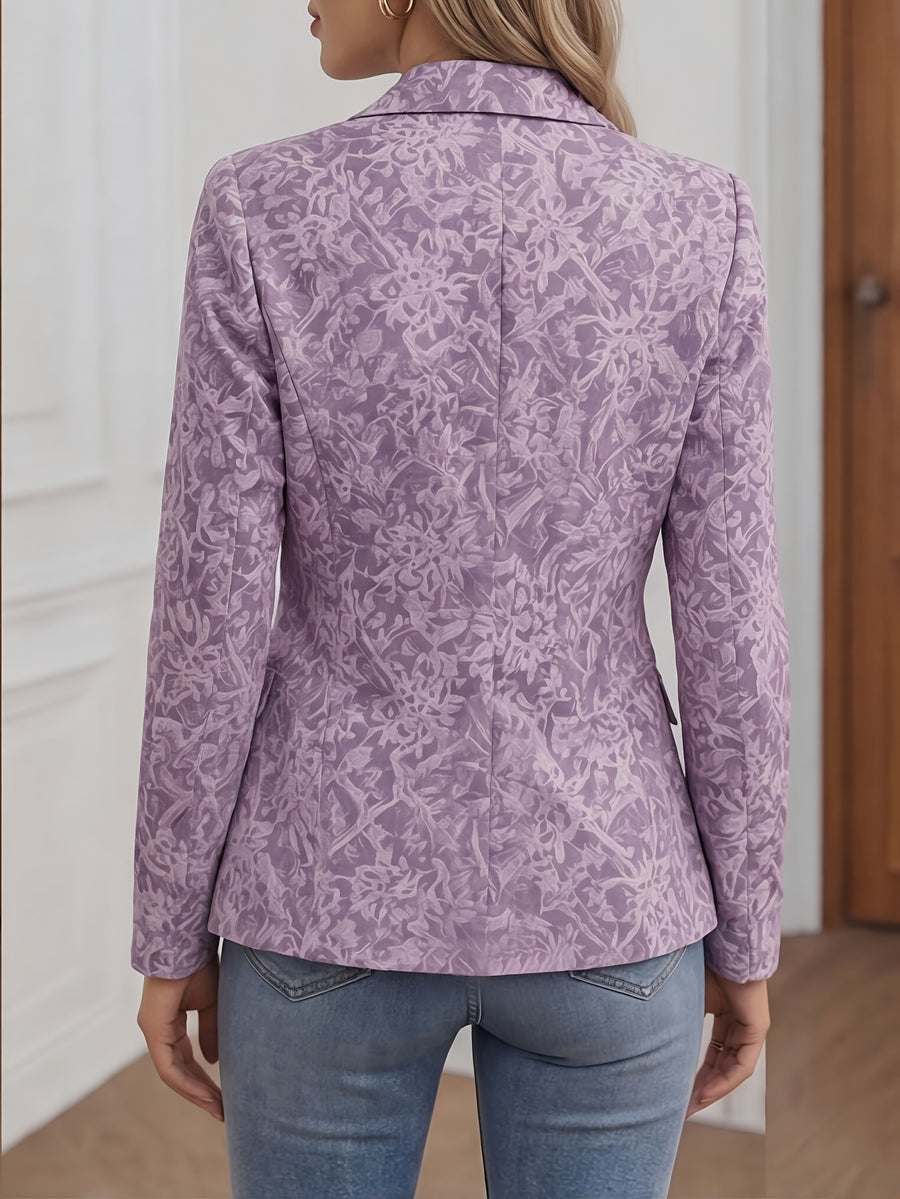 Fashion Women'S Printed Suit Jacket, Slim Fit, Professional Temperament Suit Top for Women - Lavender