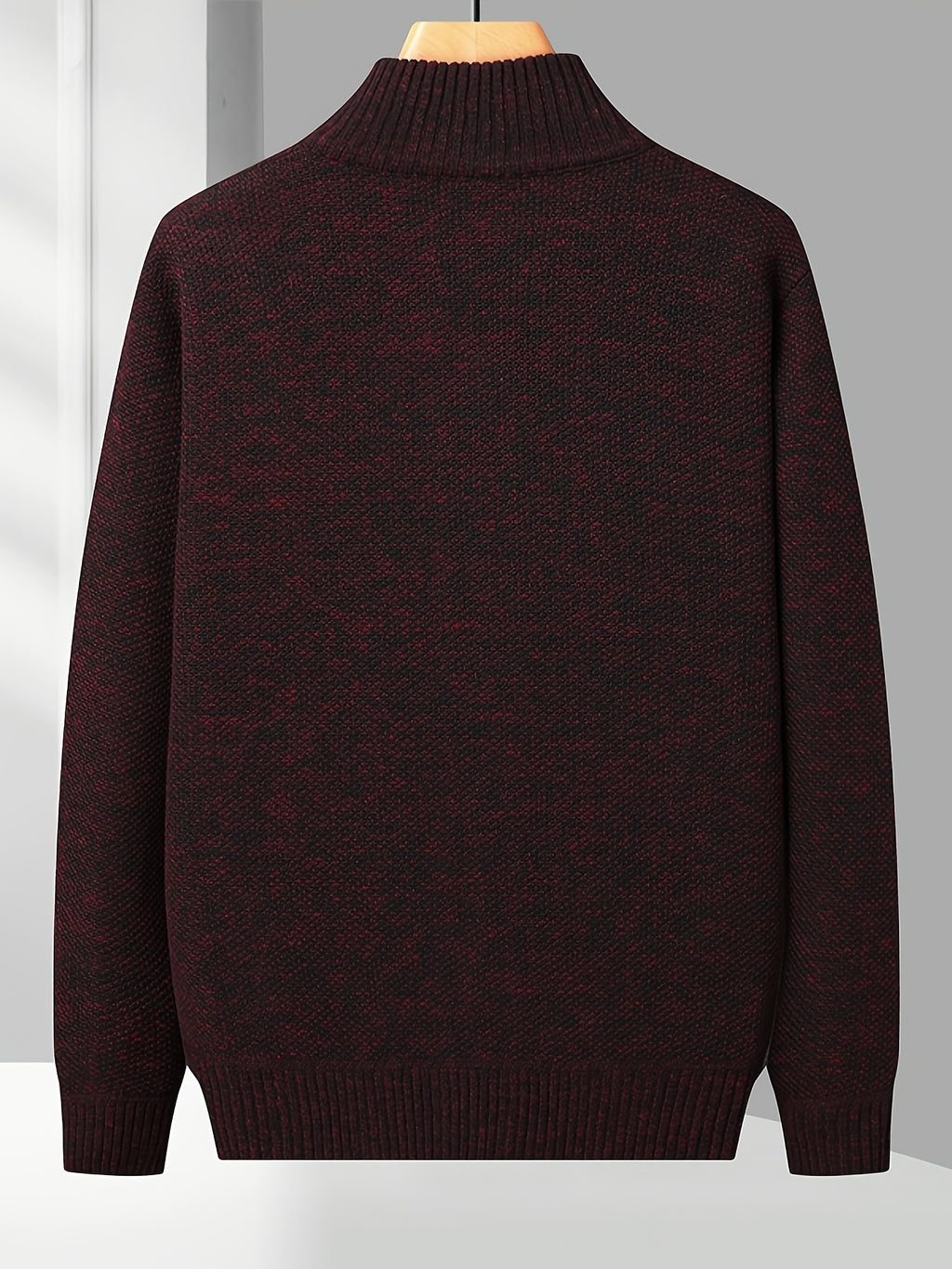 Easy And Casual Men'S Thick Knitted Cardigan, Autumn And Winter Stand Collar Zipper Top Classic Basic Style with Practical Double-Sided Pockets, Basic Style for Daily Wear of Young And Middle-Aged People - Red