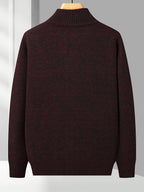 Easy And Casual Men'S Thick Knitted Cardigan, Autumn And Winter Stand Collar Zipper Top Classic Basic Style with Practical Double-Sided Pockets, Basic Style for Daily Wear of Young And Middle-Aged People - Red