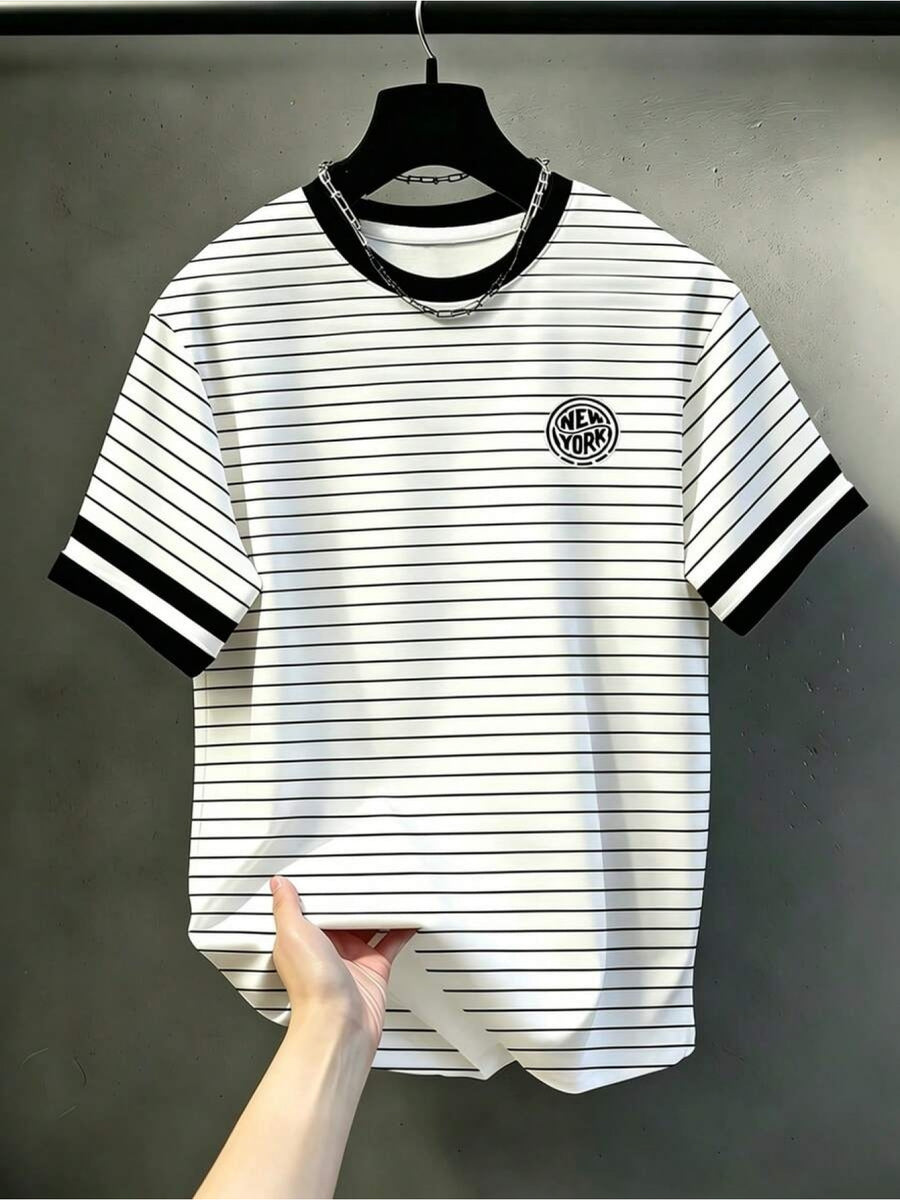 Men's Summer Fashion Casual Sporty Top with Unique Print Design - White