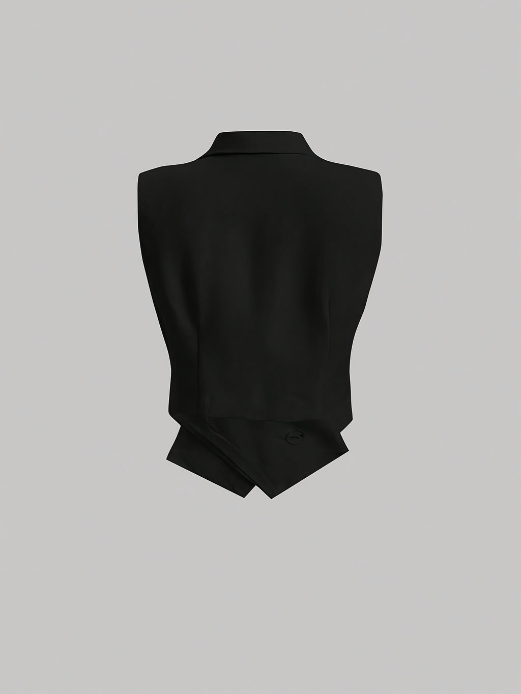 Women'S Casual Solid Color Double-Breasted Vest Jacket - Black