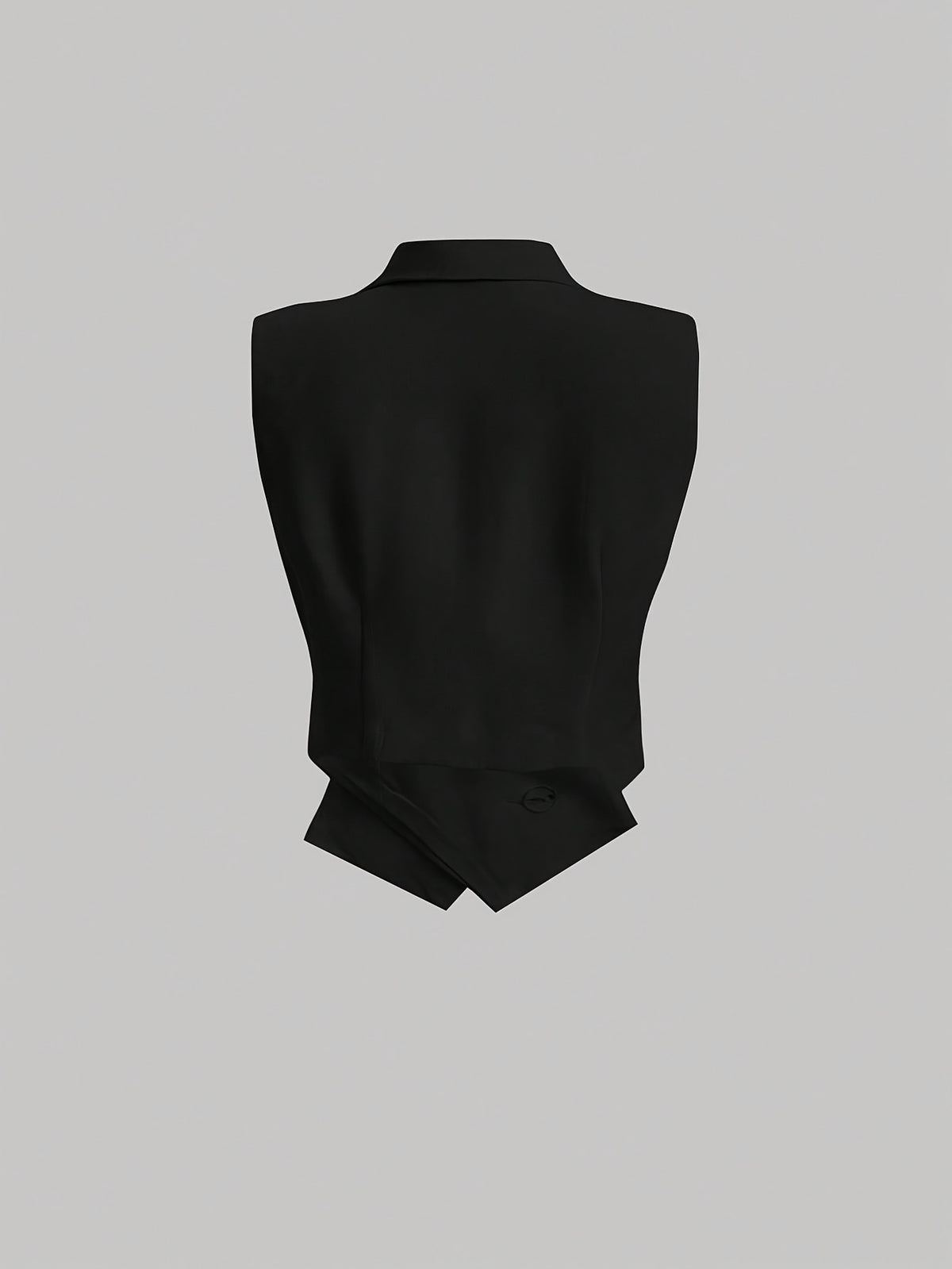 Women'S Casual Solid Color Double-Breasted Vest Jacket - Black