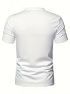 [180G 100C] Men'S V-Neck T-Shirt Solid Color Short Sleeve Top Casual Base Layer, "CALIFORNIA" Letter Print, Men'S All-Season Daily Wear, Father'S Day Gift, Back-To-School Season, Date Night, Designed Clothing - White