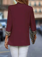 Women'S Casual Solid Color Blazer - Deep Red
