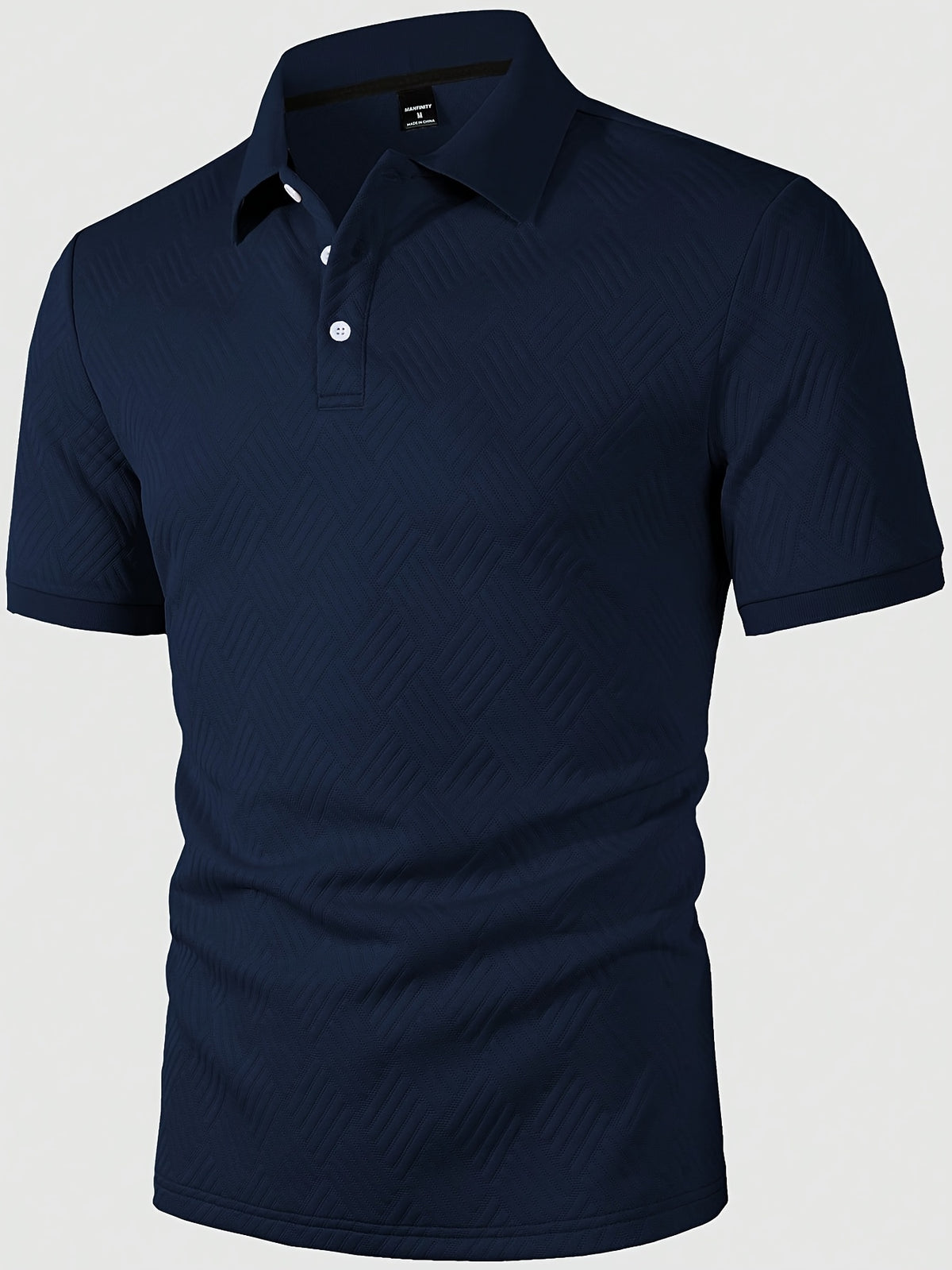 Men's Minimalist Lightly Mature Lapel Polo Shirt with Three-Dimensional Texture, Skin-Friendly, Quick-Drying, Solid Color, for Summer Dates and Banquets, Matching Men's Apparel - Blue