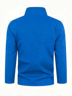 Simple Large "R" Letter Navy Blue Lined White Full-Zip Stand Collar Windproof Jacket for Men and Women, Spring/Autumn Multi-Pocket Trendy Casual Outdoor Windbreaker - Royal Blue