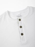 Men'S Henley Collar Long Sleeve T-Shirt Top Spring Autumn 5pcs Set Breathable Skin-Friendly Knit Fabric Contrast Color Button Half-Open Diamond Relief Jacquard Fabric Ribbed Cuffed Business Casual Men'S Base Layer Long Sleeve T-Shirt Suitable for Da - White + Khaki + Black + Light Gray + Khaki