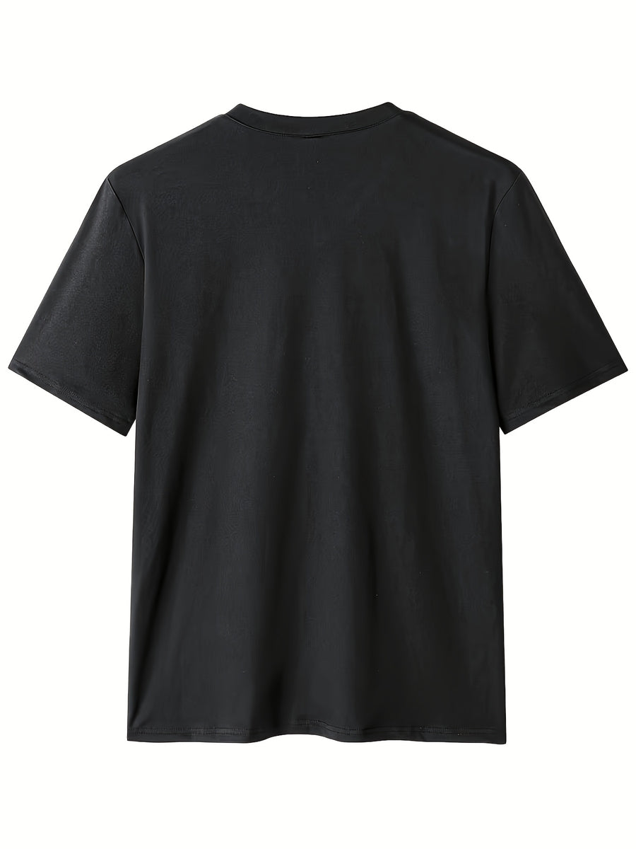 Men'S Patchwork V-Neck Short Sleeve T-Shirt, Suitable for Summer Outdoor Casual Wear, Casual Versatile Knit Top - Dark Gray 2