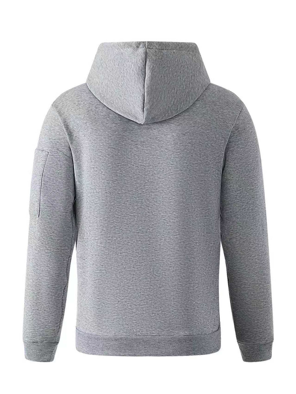 American-style Casual Men's Pullover Hoodie with Half-zipper Neckline, Utility-style Multi-pocket Design, "GYM" Fitness Letter Print, Simple, Stylish, and Versatile Long-sleeve Sweatshirt - Light Grey