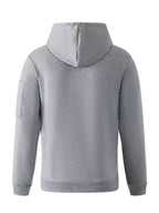 American-style Casual Men's Pullover Hoodie with Half-zipper Neckline, Utility-style Multi-pocket Design, "GYM" Fitness Letter Print, Simple, Stylish, and Versatile Long-sleeve Sweatshirt - Light Grey