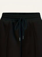 Casual Pants, Loose Wide-Leg Casual Pants, Elastic Waistband Athletic Pants, Warm Elastic Waistband Casual Pants for Women's Autumn/Winter Outerwear - Black