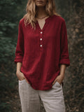 DJ260317129 New Women's Shirt, Suitable for Work, Weddings, Parties, Concerts, Brunch, Airports, Daily Fashion, Halloween, Christmas, Vintage Style - Burgundy