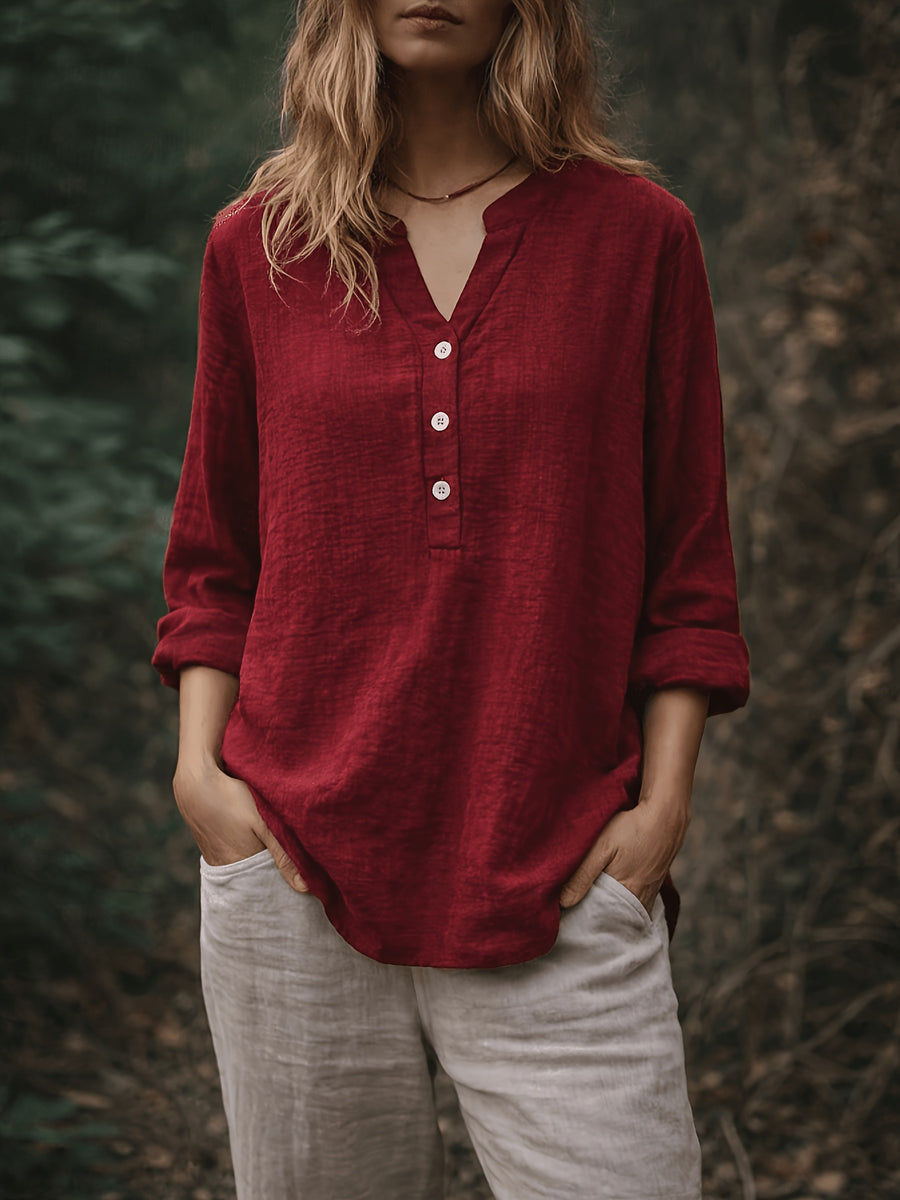 DJ260317129 New Women's Shirt, Suitable for Work, Weddings, Parties, Concerts, Brunch, Airports, Daily Fashion, Halloween, Christmas, Vintage Style - Burgundy
