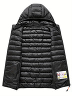 Men'S Slim-Fit Hooded Vest - Lightweight Non-Stretch Jacket, Front Zipper Closure, Side Pockets - Cold Weather Outerwear for Everyday & Formal Events - Fall/Winter, Winter Clothing, Sleek Design, Durable Construction, Stylish Outerwear, Urban Style - Black