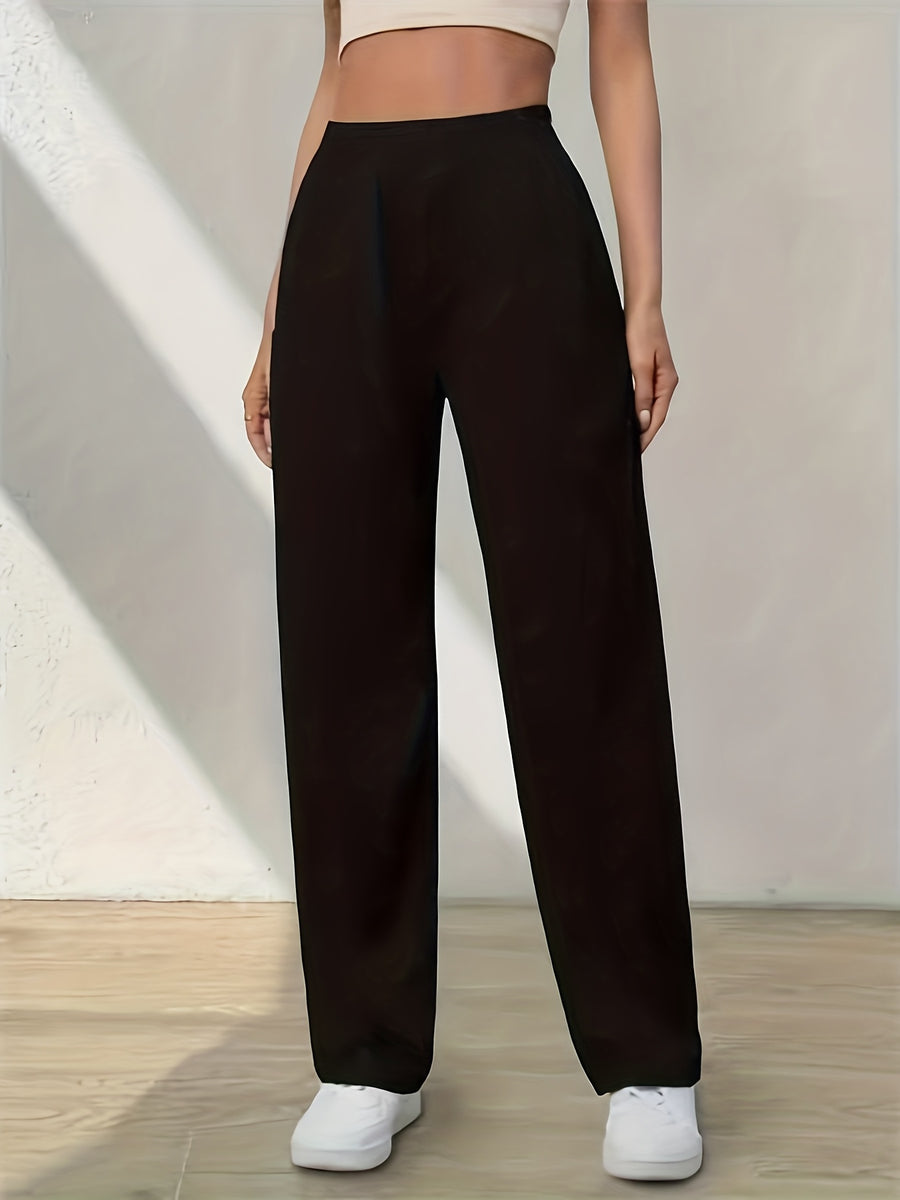 Air Layer Wide-Leg Pants Women'S 2025 Summer Thin New Small Size Casual Straight-Leg Drape Suit Pants - Black
