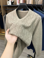 Men's V-neck Knitted Warm Casual Simple Autumn/Winter Thermal Sweater - Camel