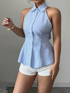 Summer Women'S Sexy Striped Sleeveless Backless Camisole - Mixed colors