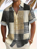 Men'S Vintage Geometric Pattern Short Sleeve Button Up Casual Shirt with Pocket, Fashion Top for Outdoor Activities Holiday As Gifts - Mixed colors
