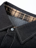 Men's Vintage Relaxed Fit Denim Shirt Jacket, Optimized Shoulder Lines to Minimize Dropped Shoulder Flaws for a More Defined Silhouette. The Placket Features Snap Buttons with Precise Stitching for Neat, Sturdy, and Durable Construction - Gray Black