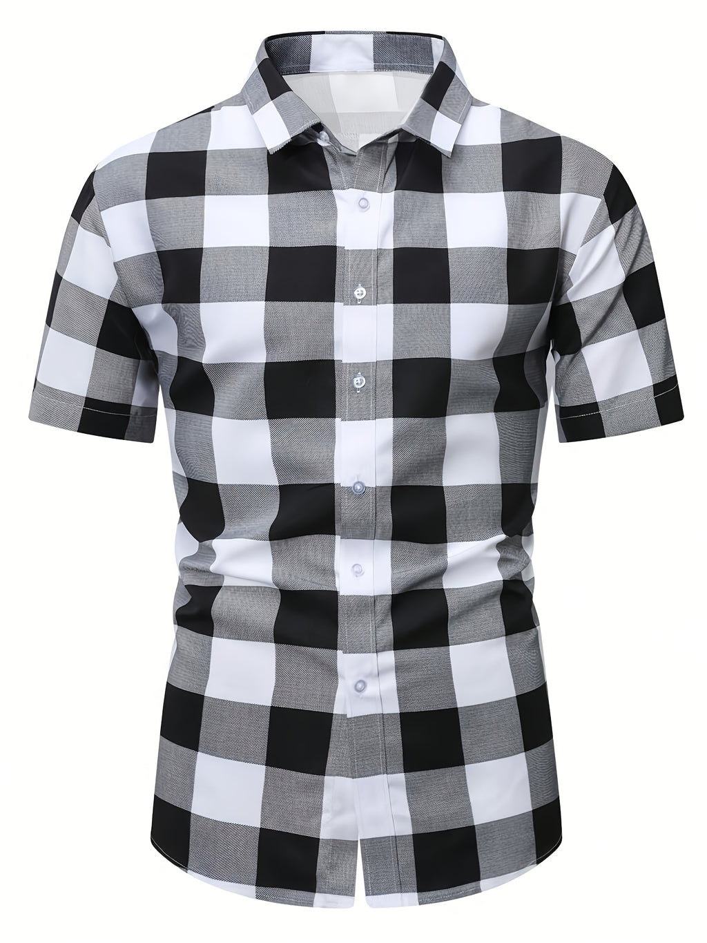 Men'S Hawaiian Casual Vacation Plaid Button-Up Short Sleeve Shirt - Multicolor