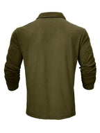 New Style Lapel European And American Style Men'S T-Shirt, Solid Color, Cross-Border Foreign Trade Men'S Long-Sleeve Polo Shirt - Olive Green