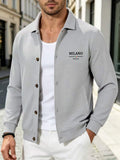 [Pearson OBM] Spring/Autumn New Men'S Solid Color Lapel Waffle Outdoor Sports Comfortable Breathable Men'S Jacket Long Sleeve Button-Up Jacket (Random Print) - Grey