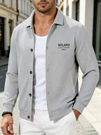 [Pearson OBM] Spring/Autumn New Men'S Solid Color Lapel Waffle Outdoor Sports Comfortable Breathable Men'S Jacket Long Sleeve Button-Up Jacket (Random Print) - Grey