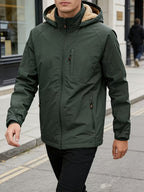 Men's Thick -Lined Casual Hooded Jacket - Army Green-1
