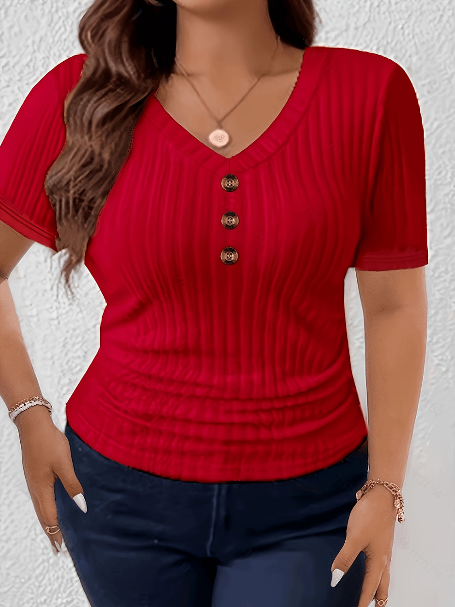 European and American Women's Fashion T-Shirt - Burgundy