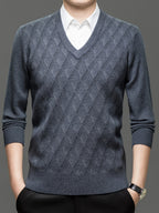 Minimalist Urban V-Neck Sweater for Portable Daily Commuting - Medium Gray