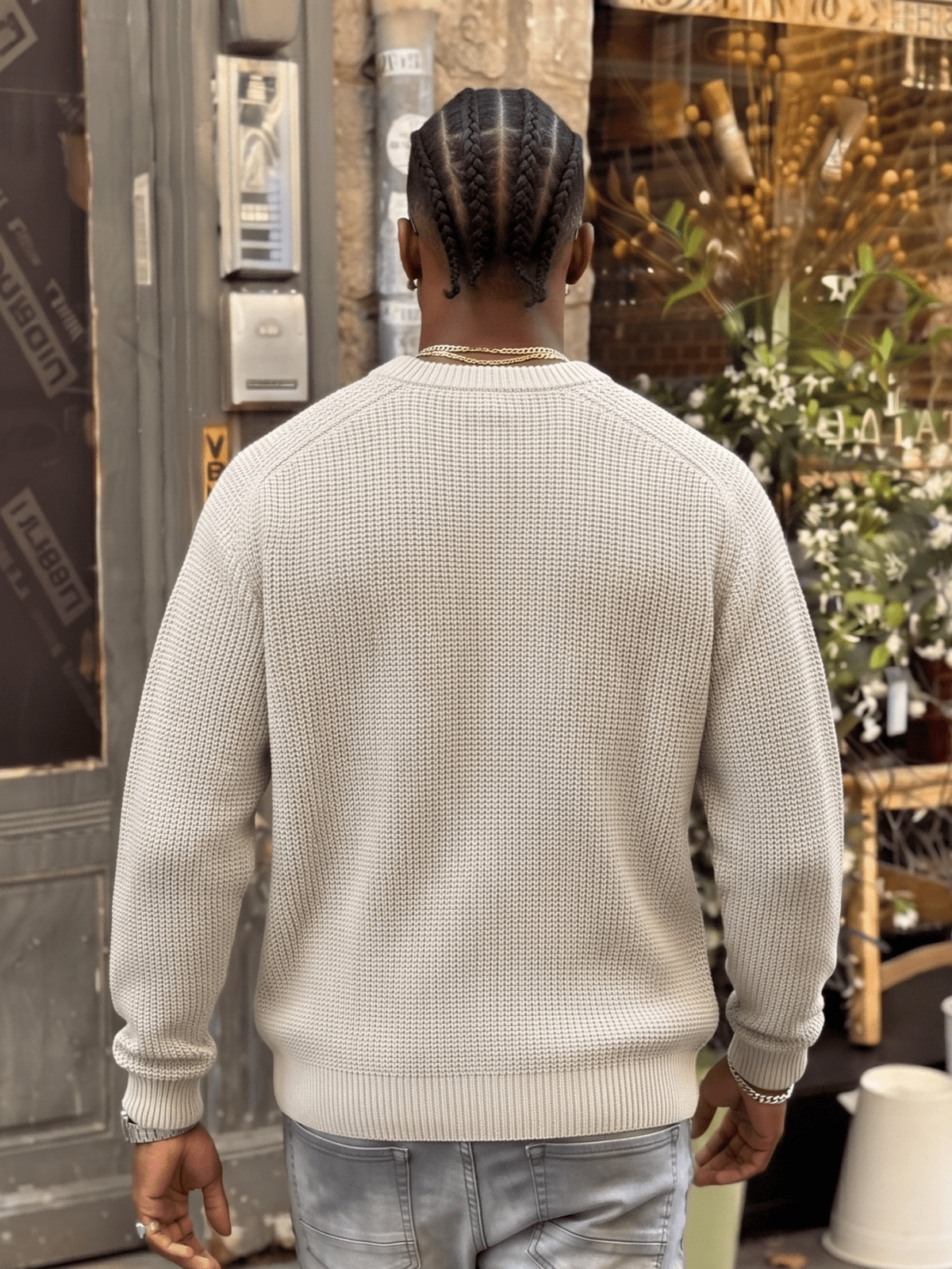 ANDREILEE Apricot Winter Men'S Loose Casual Round Neck Pullover Solid Color Casual Basic All-Match Knit Sweater Long Sleeve Top - Apricot