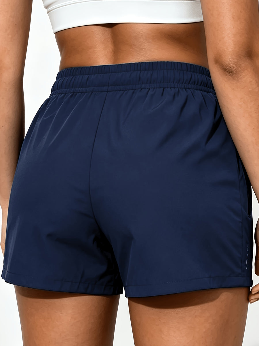 Women'S Summer New Lightning Print Yoga Shorts, Quick-Drying Breathable Fabric, Hot Pants Style, Casual Athletic Style, Elastic Waistband Design, with Waist Drawstring And Zipper Pocket, Women'S Casual Athletic Shorts, Suitable for All Seasons - Deep Blue
