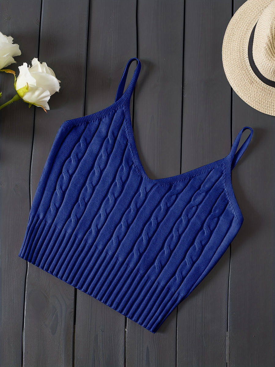 Women'S Stretchy Tank Top - V-Neck Sleeveless Casual Vest with Ribbed Texture, Beige, Versatile for Layering or Standalone Outfits, Allseason Apparel | Vneck Design | Construction, Ladies Tank Tops - Blue