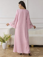 Al Najma Women ElegantEmbroidered Dress, MinimalistFashion Casual Daily Wear, Modest Kaftan - Pink Color