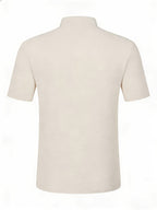 Men's Solid Color Patchwork T-Shirt, Simple and Elegant with a Vintage Button Design, Comfortable to Wear. Suitable for Spring, Summer, Home, Outings, and Travel Occasions, Showcasing a New Casual and Business Style - Khaki