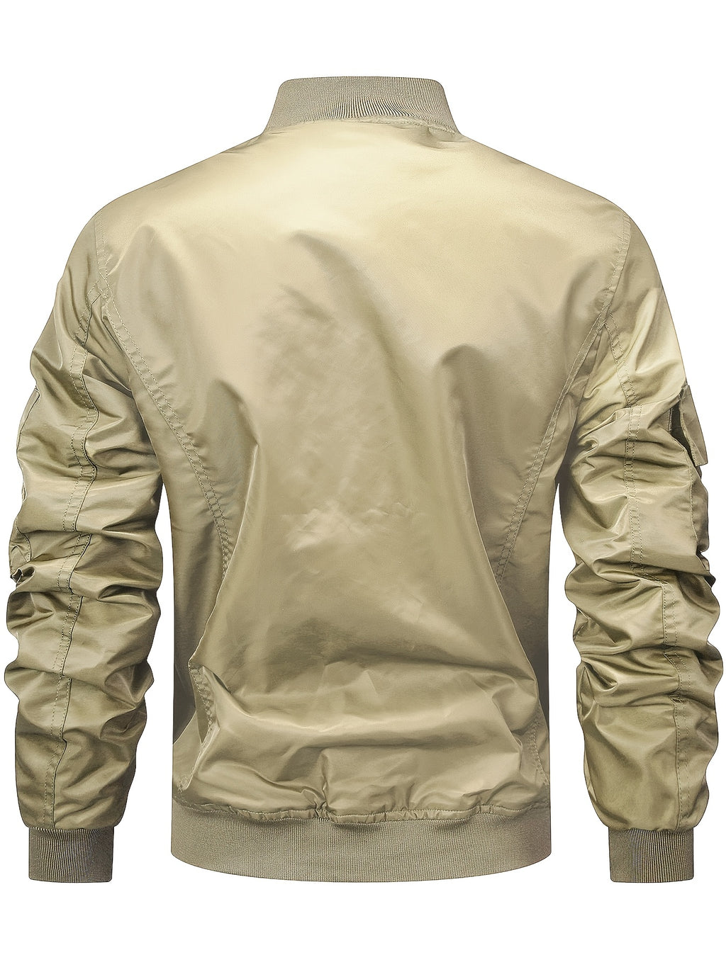 Men's Functional Style Baseball Collar Workwear Jacket, Trendy Multi-Pocket Design, Vintage Pilot Jacket Style, Suitable for Spring and Autumn, Daily Outings, and Outdoor Commuting Workwear Jacket - Khaki